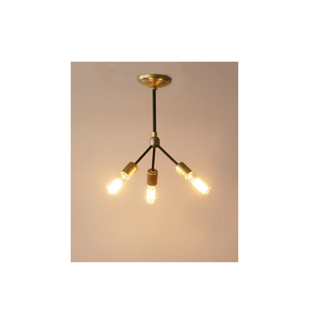 ACME Furniture(アクメファニチャー)ソリッド ブラス ランプ 3アーム 45° / ブラックパイプ