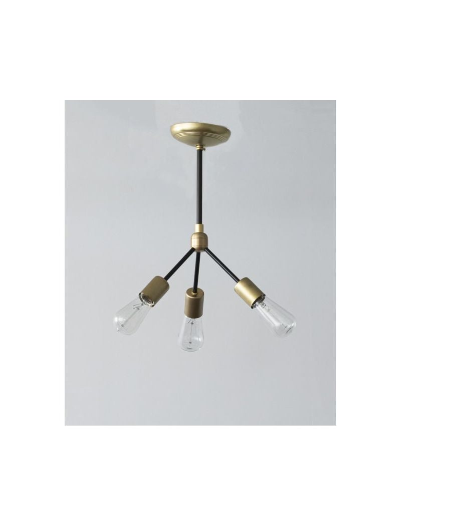 ACME Furniture(アクメファニチャー)ソリッド ブラス ランプ 3アーム 45° / ブラックパイプ