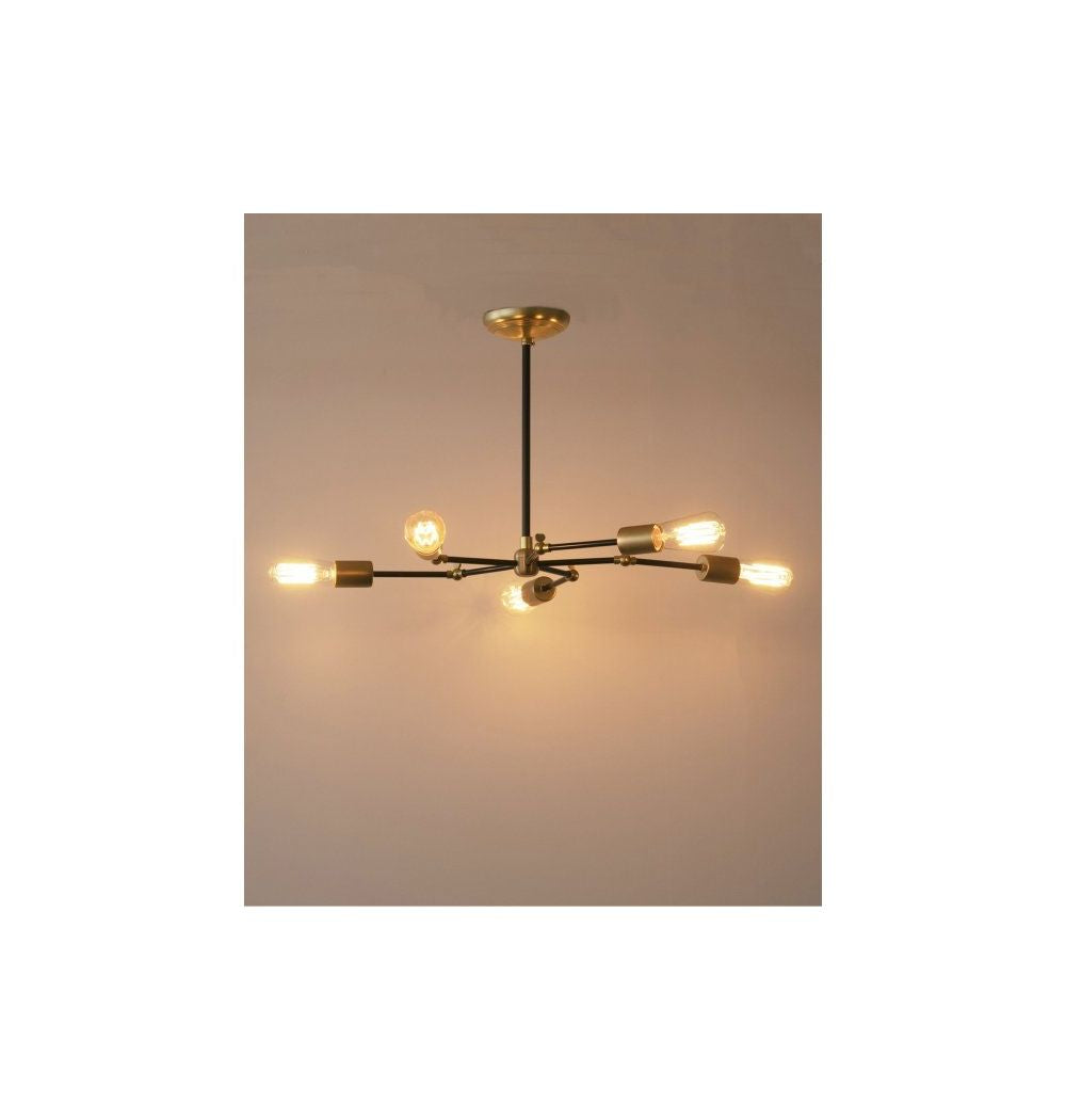 ACME Furniture(アクメファニチャー)ソリッド ブラス ランプ 5アーム ブラックパイプ