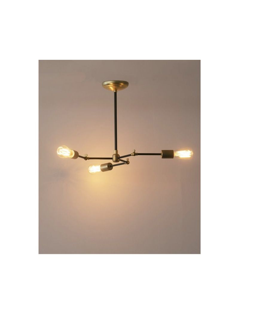 ACME Furniture(アクメファニチャー)ソリッド ブラス ランプ 3アーム ブラックパイプ