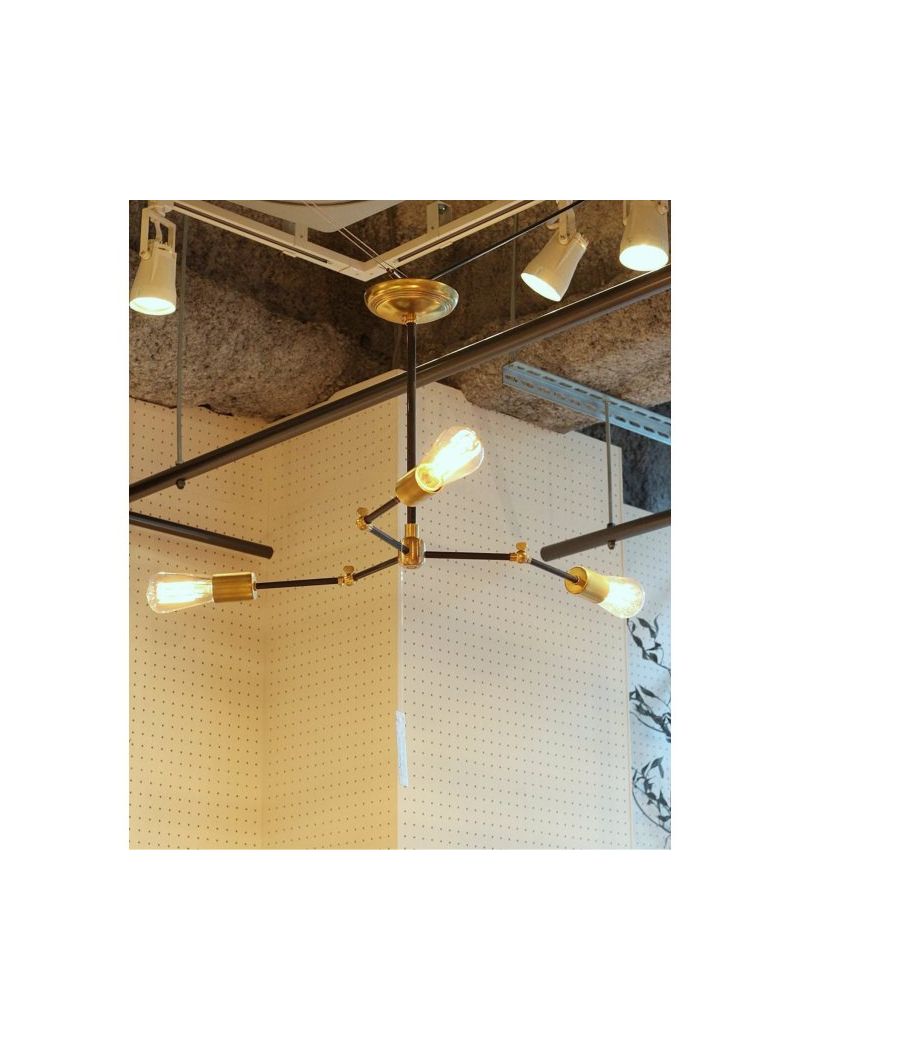 ACME Furniture(アクメファニチャー)ソリッド ブラス ランプ 3アーム ブラックパイプ