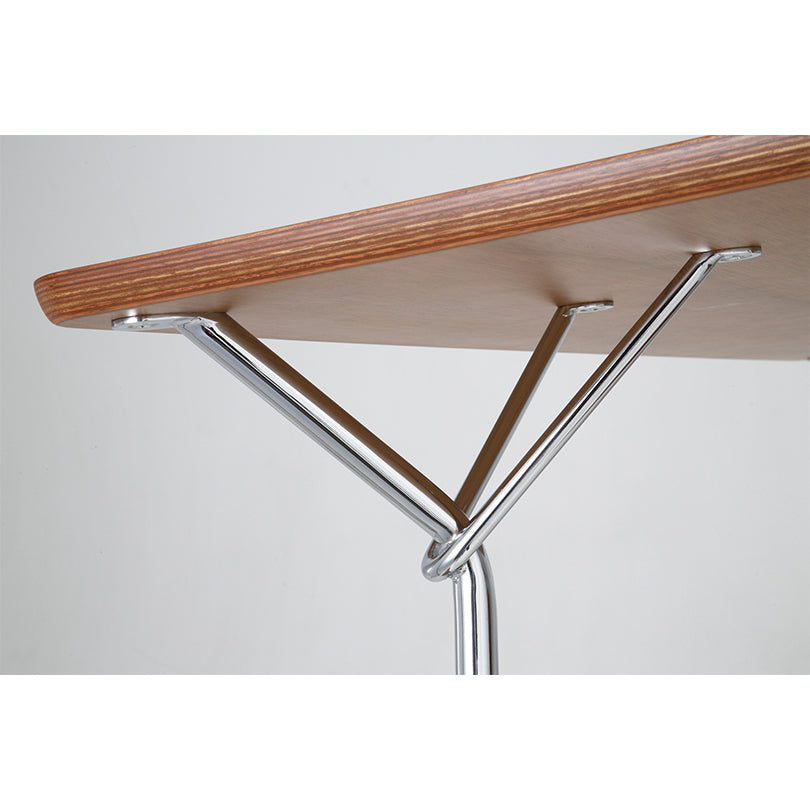 天童木工 テーブル 甲板 : サペリ柾目(ST色) 脚 : スチール丸パイプ・M.Cメッキ (T-2729SP-ST)