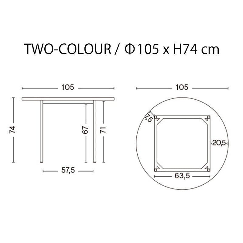 HAY(ヘイ)TWO-COLOUR(トゥーカラー)  TWO-COLOUR / Φ105 / Φ120 x H74 cm(テーブル・デスク)