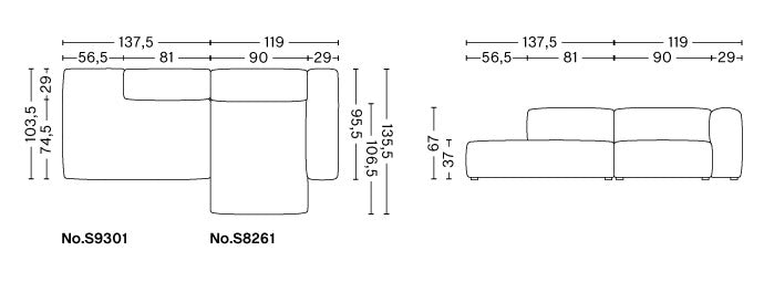 HAY(ヘイ)MAGS SOFT SOFA(マグスソフトソファ) ローアーム 通常幅 S9301/CHAISE LONGUE S8165