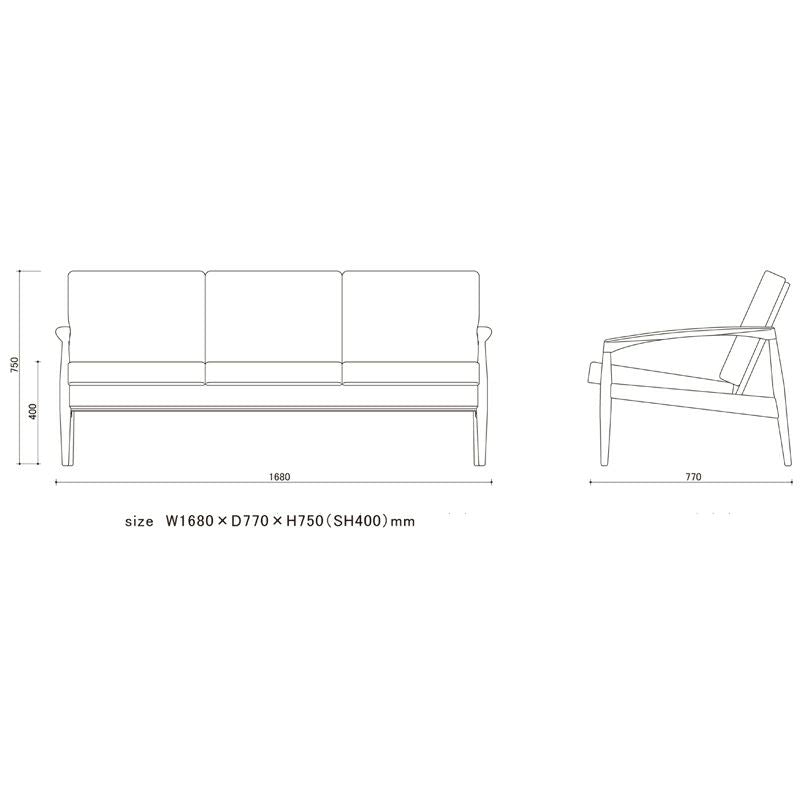 宮崎椅子製作所 Paper Knife sofa（ペーパーナイフソファ） 3シーター