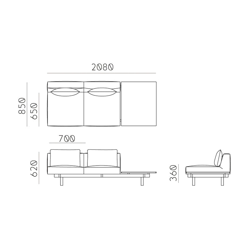 ARIAKE(アリアケ)ラフトソファ 2シーター+テーブル