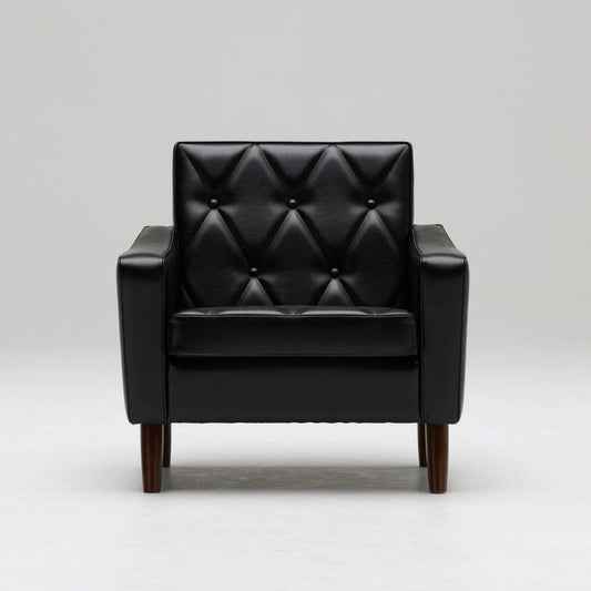 カリモク60 ロビーチェア1シータースタンダードブラック(ダークウォールナット色塗装)