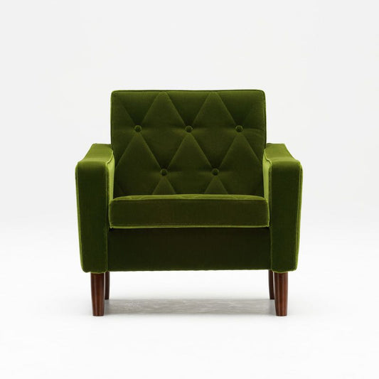 カリモク60 ロビーチェア1シーターモケットグリーン(ダークウォールナット色塗装)