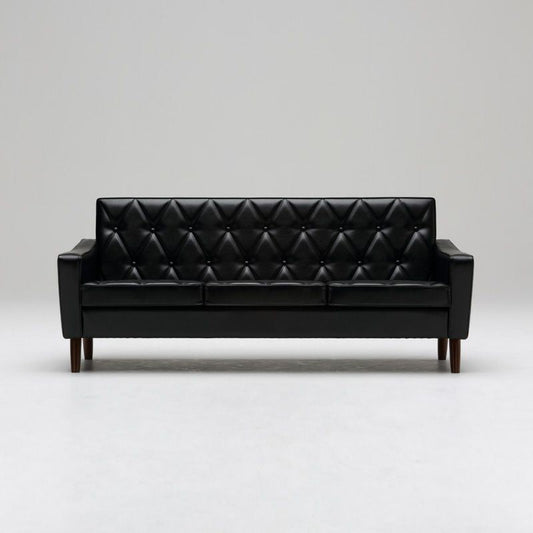 カリモク60 ロビーチェア3シータースタンダードブラック(ダークウォールナット色塗装)