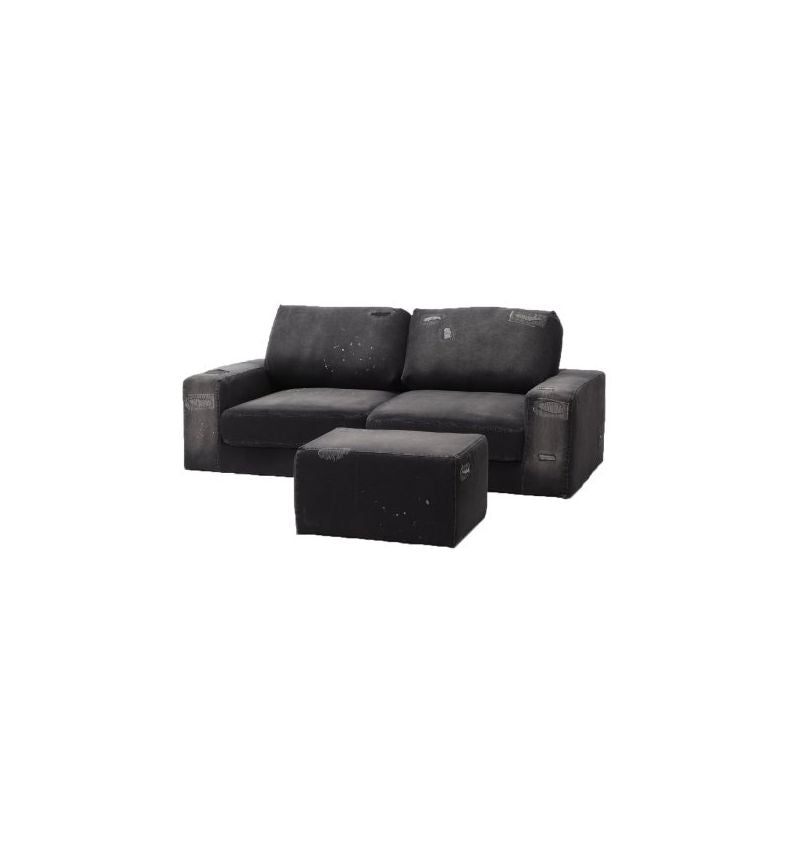 JOURNAL STANDARD FURNITURE（ジャーナルスタンダードファニチャー ）オースティン オットマン ／ブラック ダメージ デニム