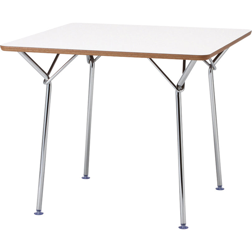 天童木工 テーブル　甲板 : メラミン樹脂化粧板(ホワイト) 脚 : スチール丸パイプ・M.Cメッキ (T-2729ME-NT)