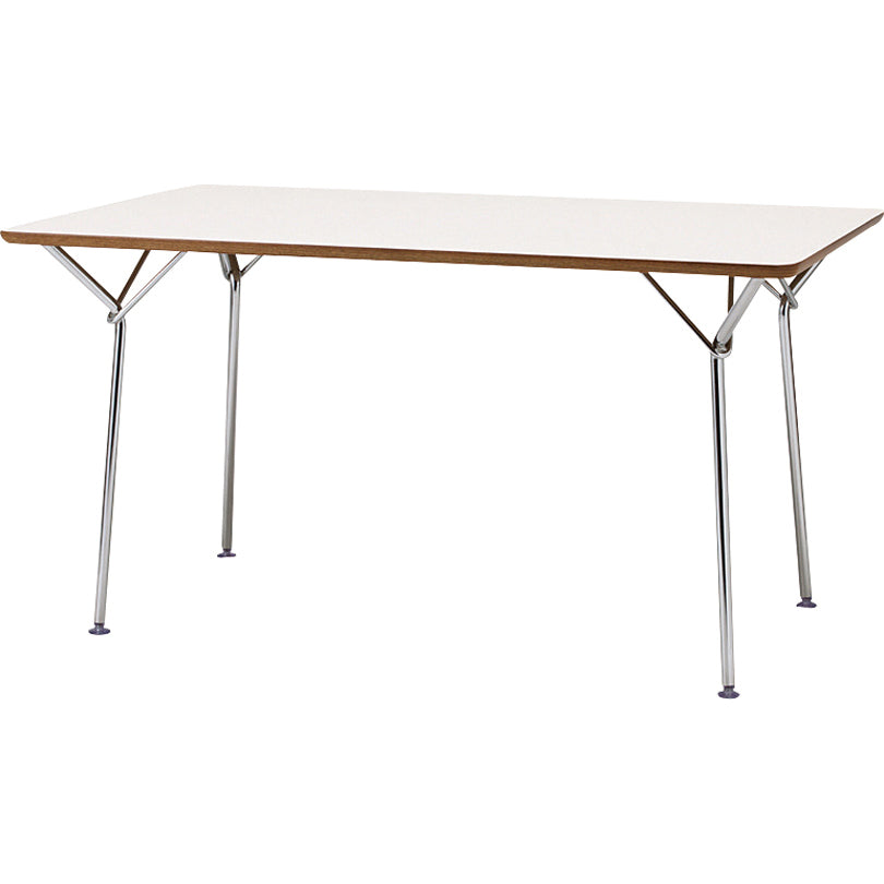 天童木工 テーブル　甲板 : メラミン樹脂化粧板(ホワイト) 脚 : スチール丸パイプ・M.Cメッキ (T-2730ME-NT)