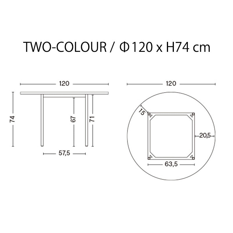 HAY(ヘイ)TWO-COLOUR（トゥーカラー）  TWO-COLOUR / Φ105 / Φ120 x H74 cm（テーブル・デスク）