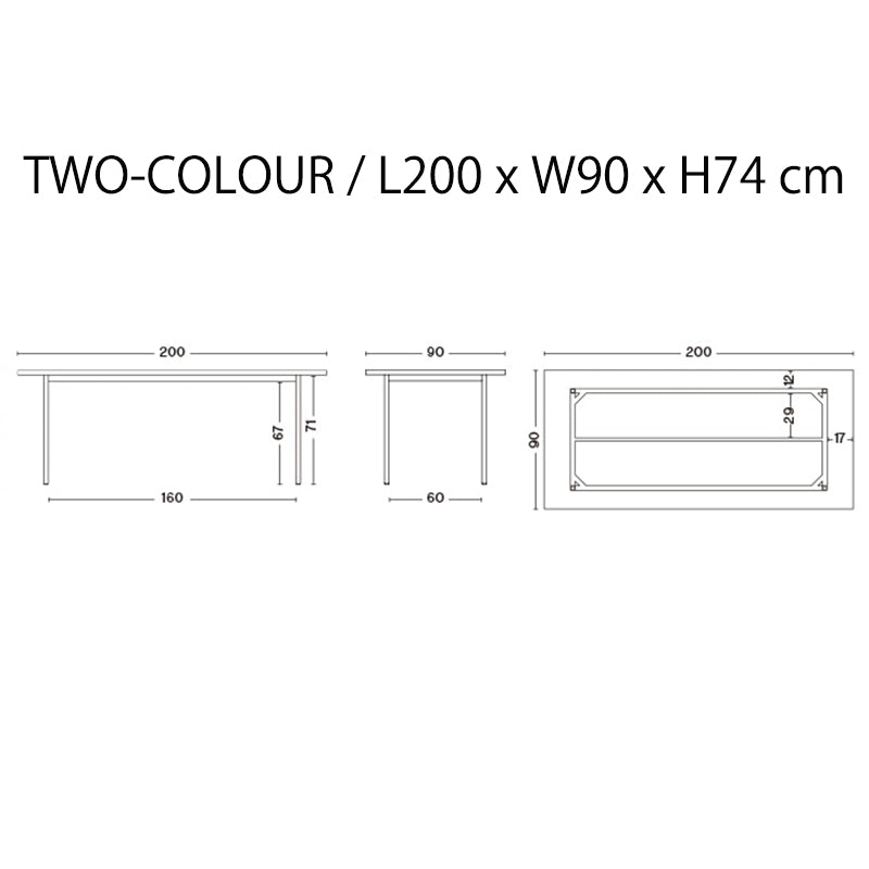HAY(ヘイ)TWO-COLOUR（トゥーカラー）  TWO-COLOUR / L160 x W82 /L200 × W90 x H74 cm（テーブル・デスク）