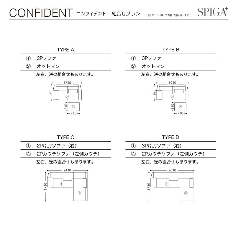 SPIGA+（スピガ） CONFIDENT（コンフィデント） 2Pソファ [COF-23N]
