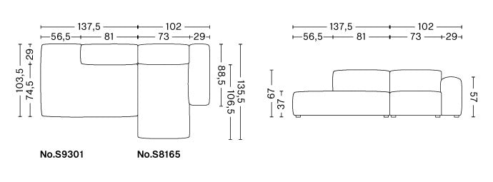 HAY(ヘイ)MAGS SOFT SOFA(マグスソフトソファ) ローアーム 通常幅 S9301/CHAISE LONGUE S8165