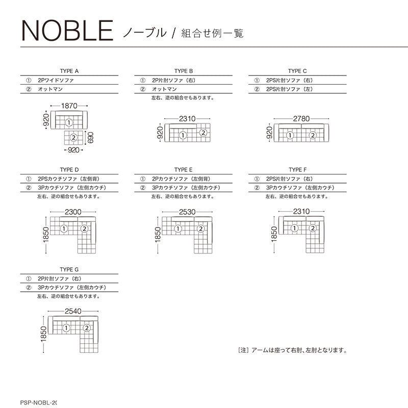 SPIGA+（スピガ） NOBLE（ノーブル）2PS片肘ソファ（左） [NOBL-25NS]