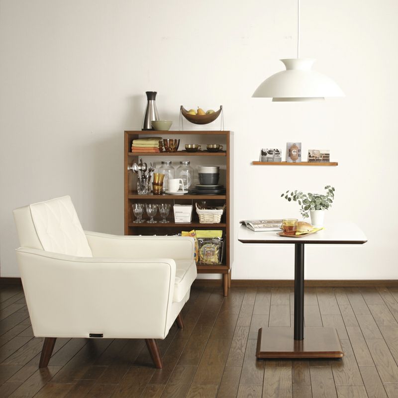 カリモク60+ カフェテーブル（メラミンホワイト/ウォールナット色塗装）