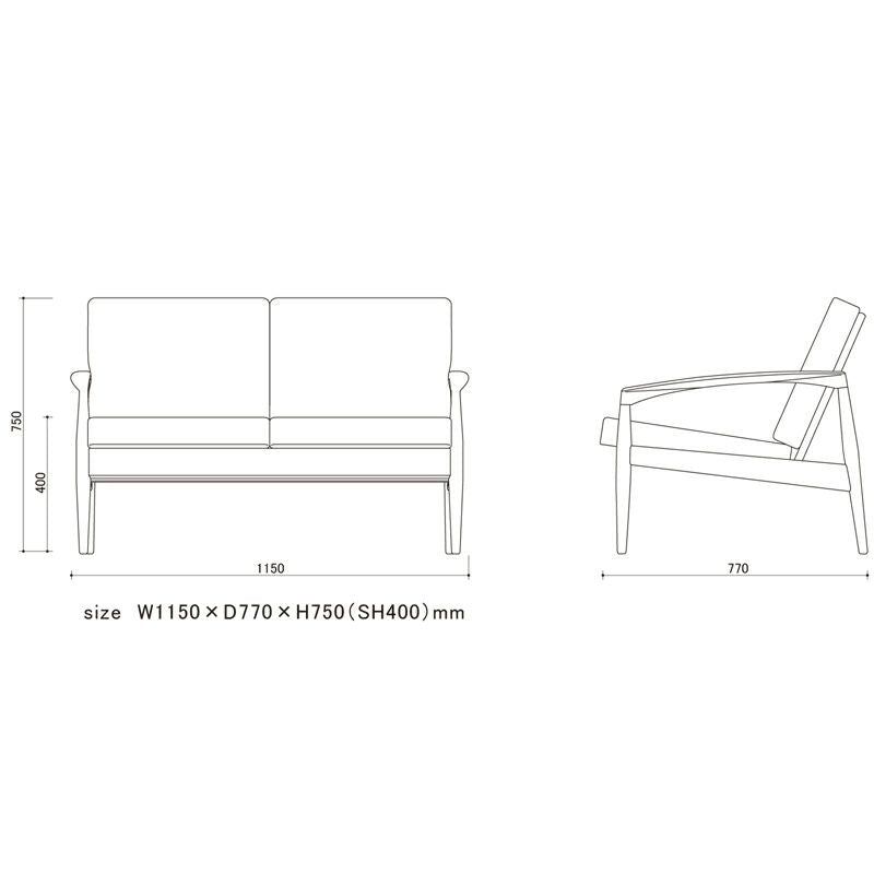 宮崎椅子製作所 Paper Knife sofa（ペーパーナイフソファ） 2シーター