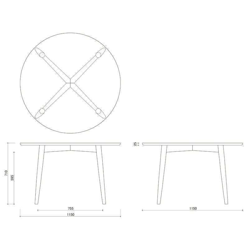 宮崎椅子製作所 hozuki table（ほおずきテーブル）・丸テーブル4本脚